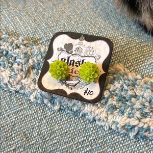 Green Flower Kids Earrings